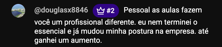 Depoimento de Douglas — comentário no YouTube