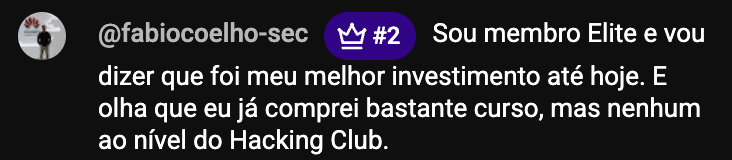 Depoimento de Fábio — comentário no YouTube