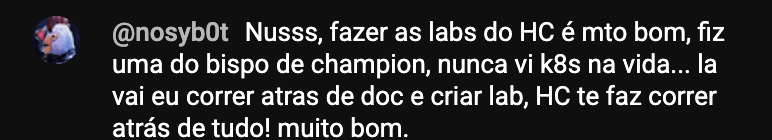 Depoimento de nosyb0t — comentário no YouTube