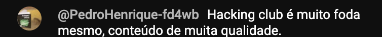 Depoimento de Pedro Henrique — comentário no YouTube