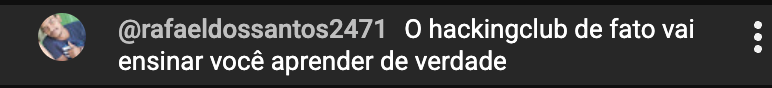 Depoimento de Rafael — comentário no YouTube